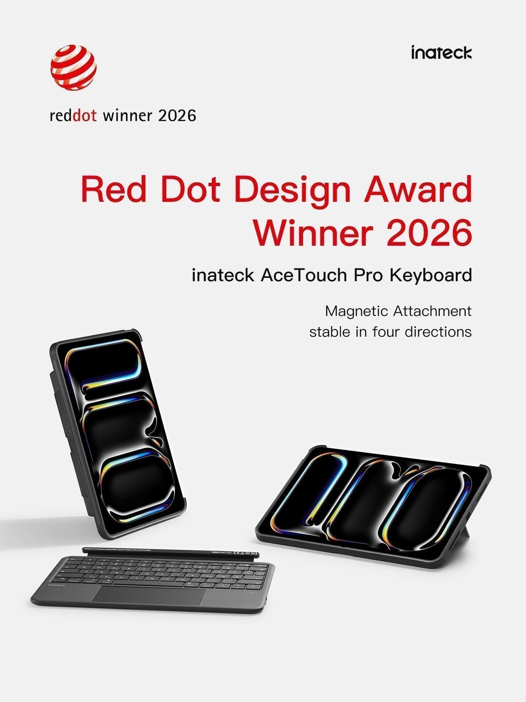 🏆 Red Dot Design Award 2026 für die beste iPad Tastatur - inateck AceTouch Pro (KB403)