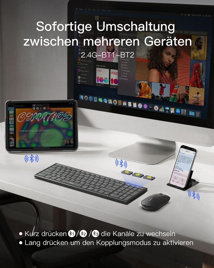 inateck DE Inateck Faltbare Tastatur Maus Set Kabellos,für iPad iPhone Mac Android Windows,N0158