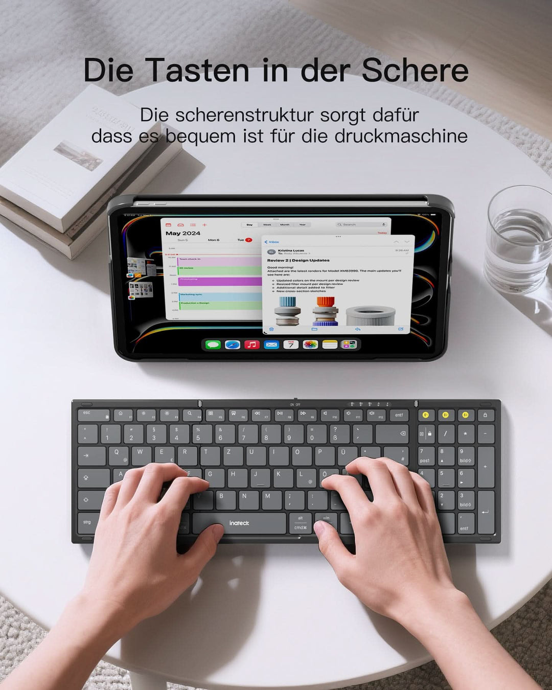 inateck DE Inateck Faltbare Tastatur Maus Set Kabellos,für iPad iPhone Mac Android Windows,N0158