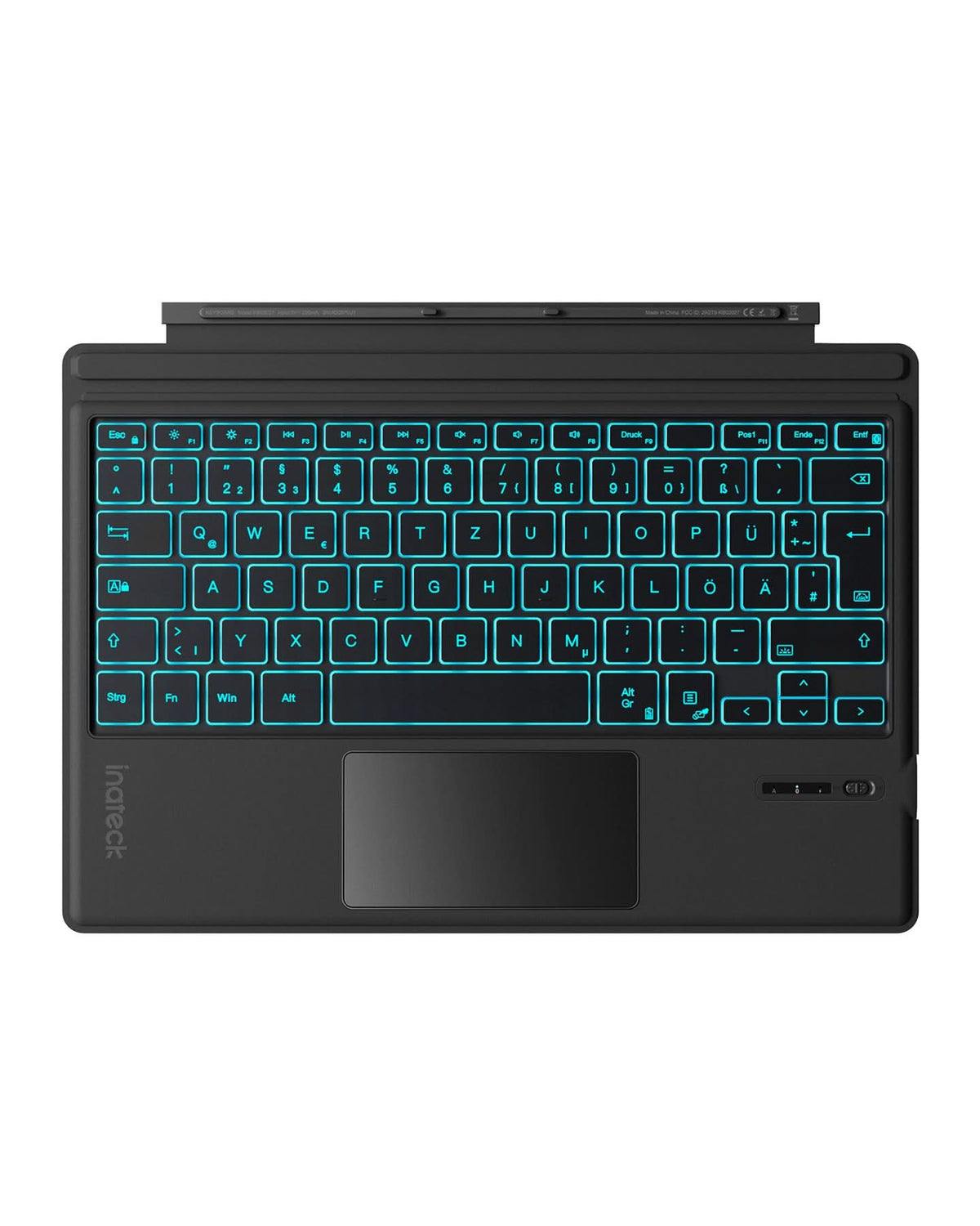 inateck DE Surface Pro AI Tastatur für Surface Pro 7/7+/6/5/4, 7 Farben Hintergrundbeleuchtung, QWERTZ, KB02027 Schwarz