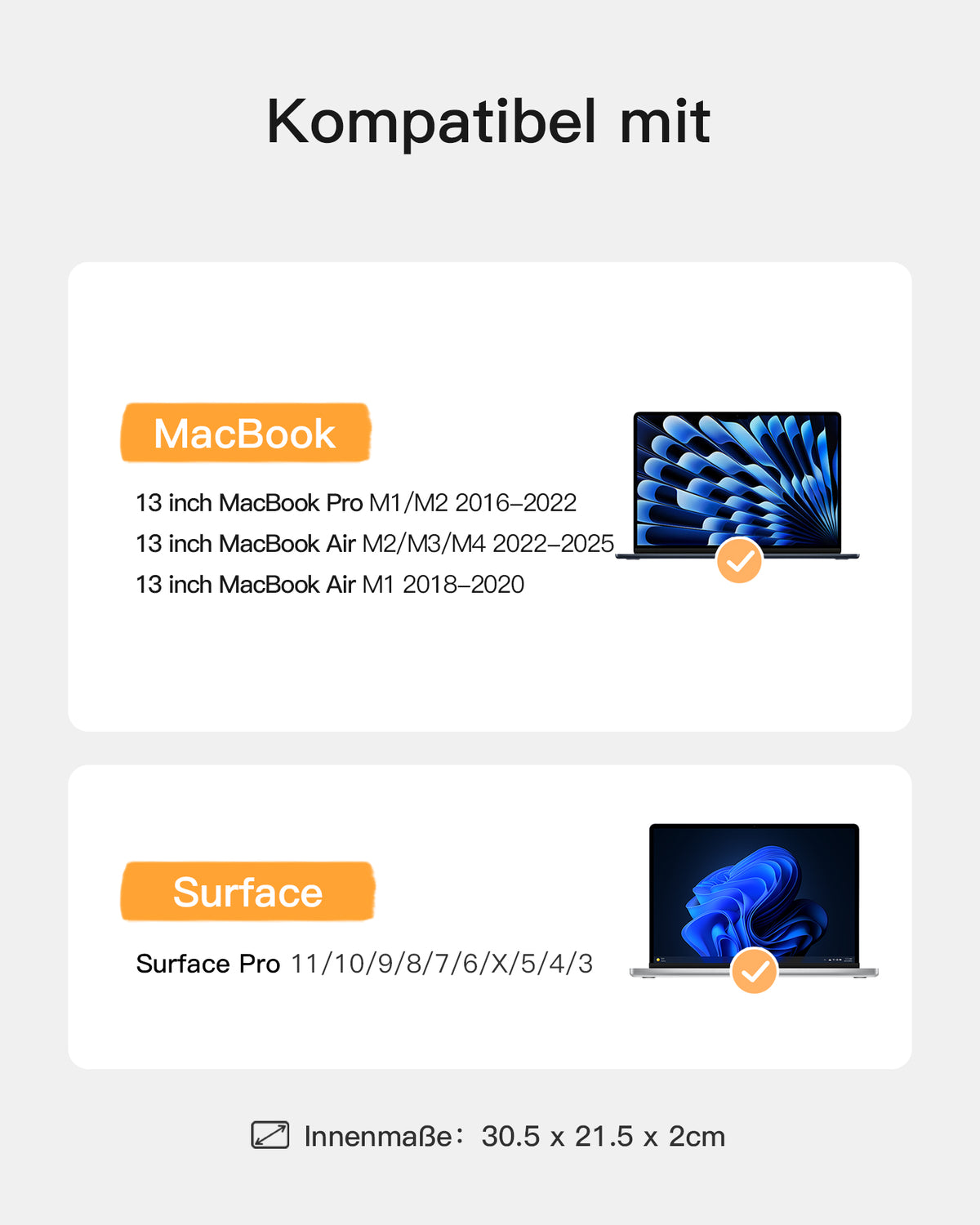 inateck DE Superstarke Laptophülle Tasche für MacBook Air/Pro M4/M3/M2/M1, LB01007