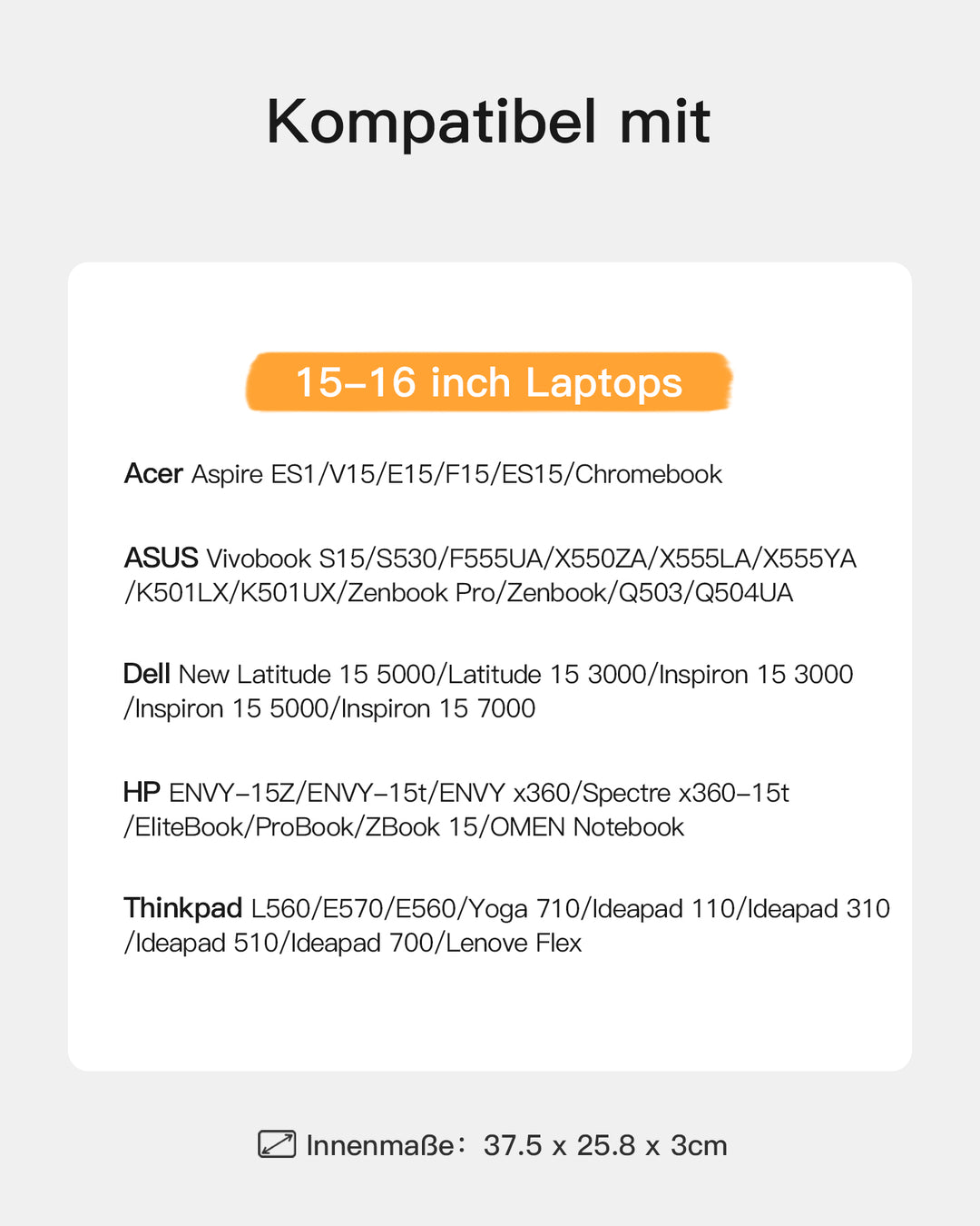 inateck DE Ultraleichte Laptoptasche Hülle 13-16 Zoll mit Zubehörtasche, LB01005