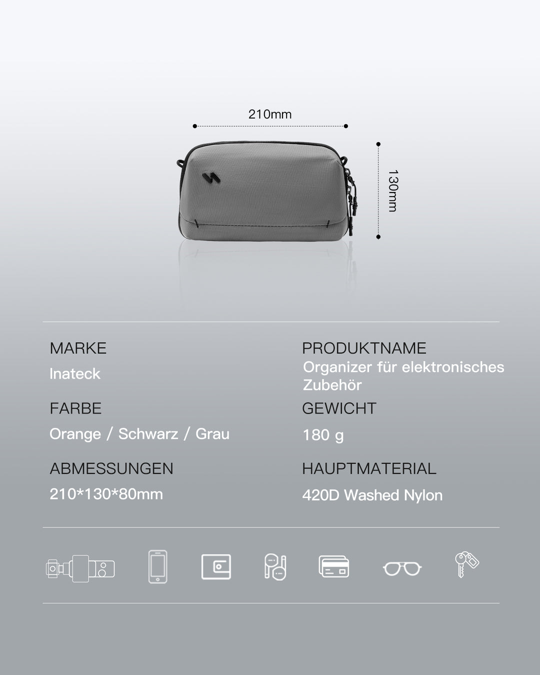 Portabler Elektronik-Organizer, spritzwassergeschützte Reisezubehörtasche für Kabel, Power Banks, Hubs, ABM33