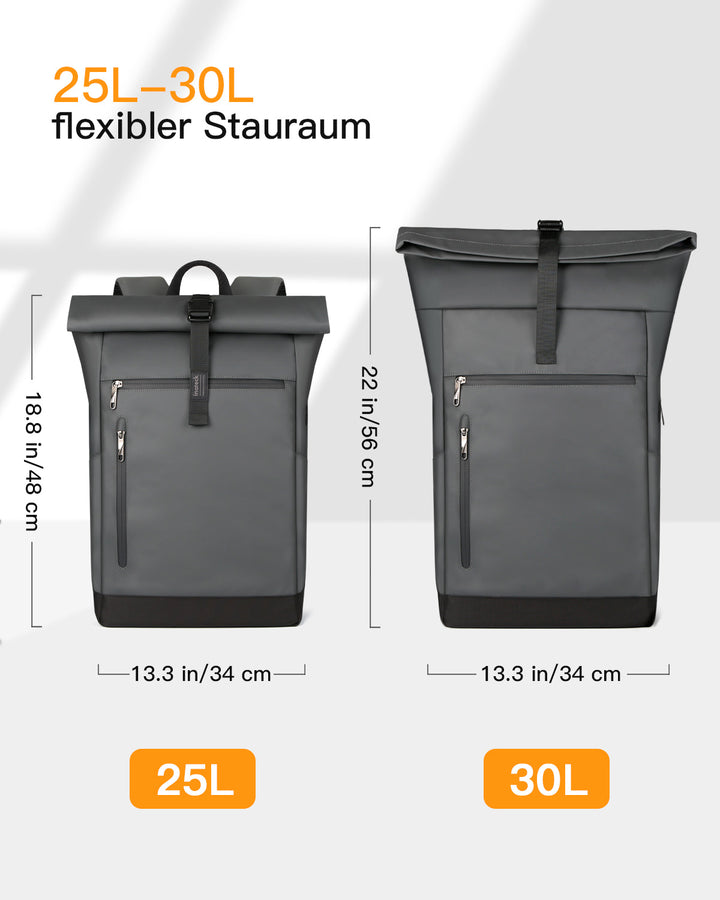 25-30L RollTop Rucksack wasserabweisend Daypack Laptoprucksack Schulrucksack, BP01003