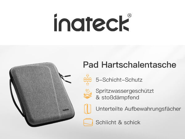 inateck DE Hartschalen Tablet Hülle Tragetasche für 11-12,9 Zoll iPads 2018-2024, AB01002
