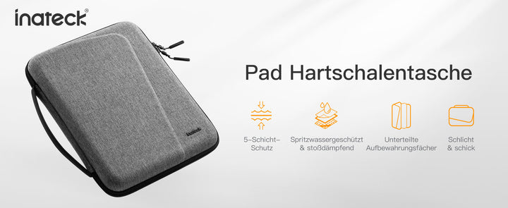 inateck DE Hartschalen Tablet Hülle Tragetasche für 11-12,9 Zoll iPads 2018-2024, AB01002