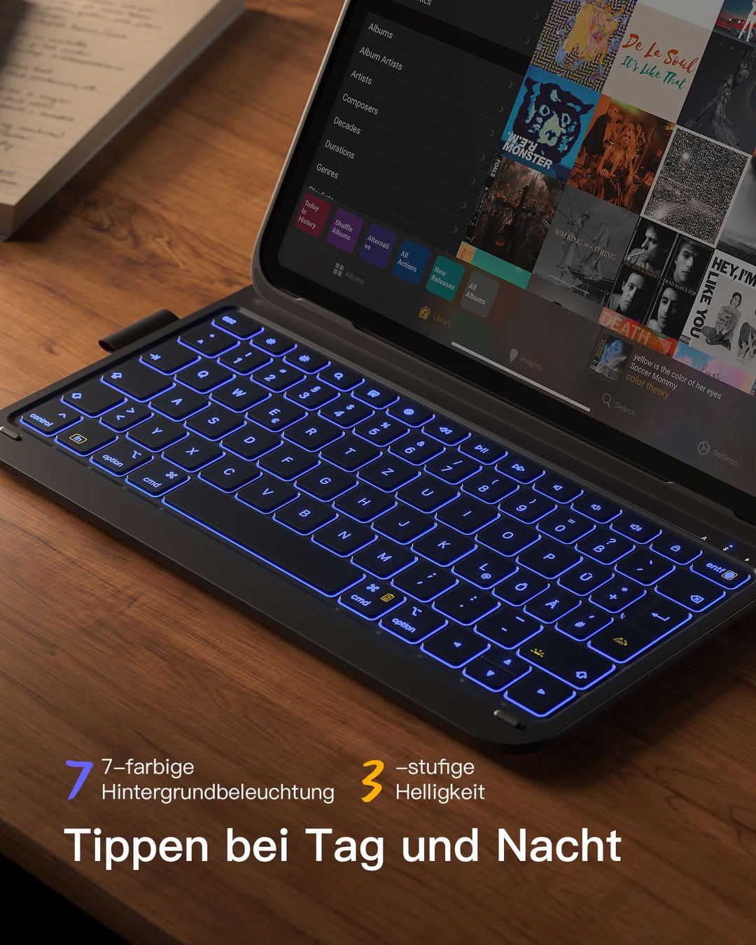 inateck DE Super-leicht Tastatur Hülle für iPad 11" 11 Gen (A16 2025), iPad 10, iPad Air 11" M3/M2 (2025/2024), iPad Air 5/4, iPad 