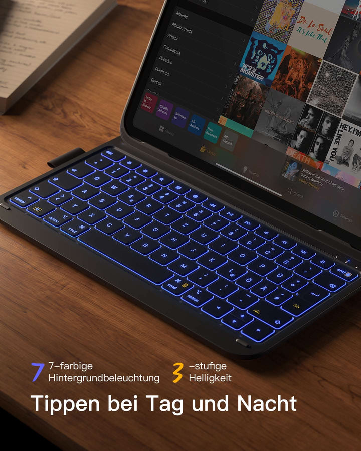 inateck DE Super-leicht Tastatur Hülle für iPad 11" 11 Gen (A16 2025), iPad 10, iPad Air 11" M3/M2 (2025/2024), iPad Air 5/4, iPad 