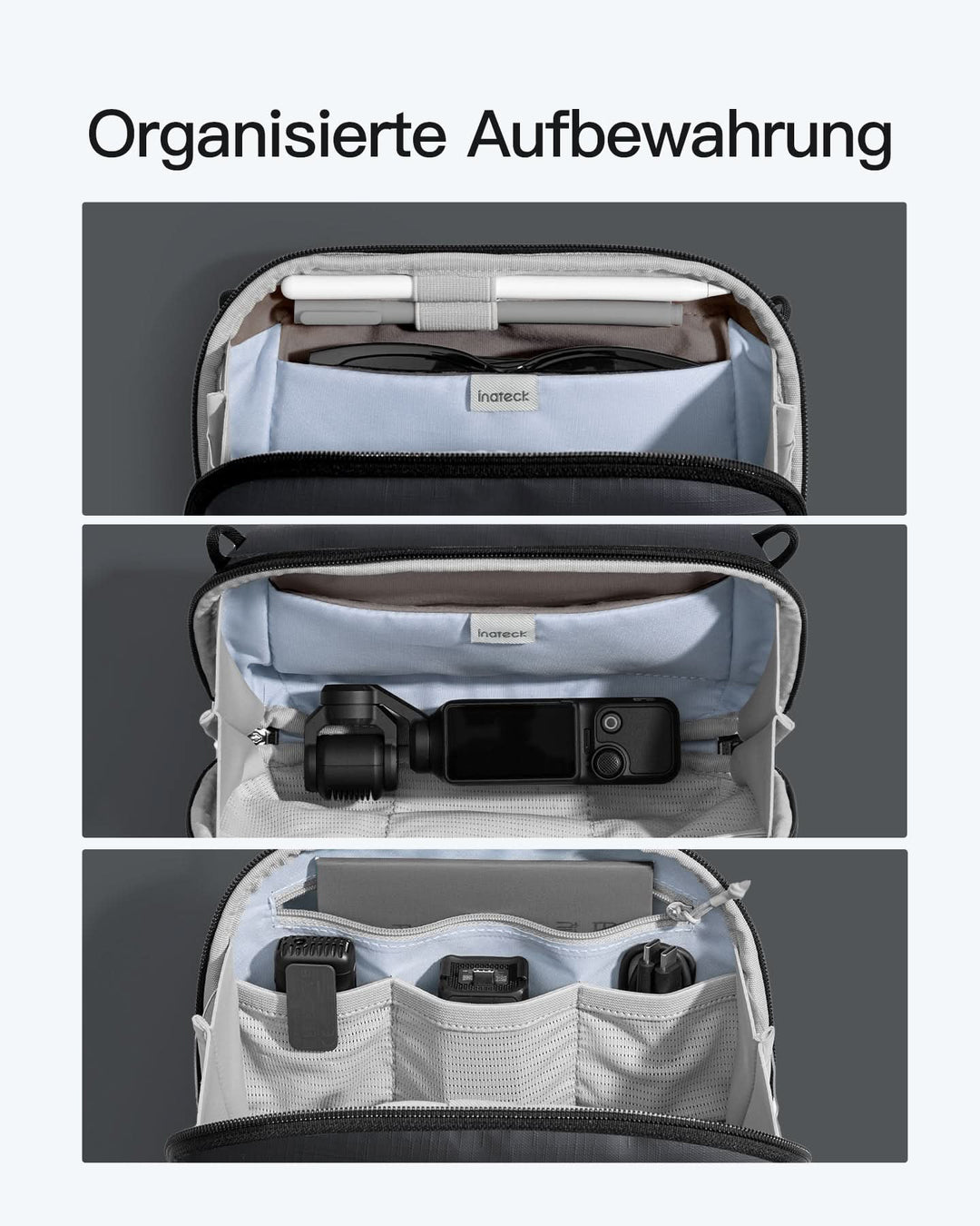 inateck DE Portabler Elektronik-Organizer, spritzwassergeschützte Reisezubehörtasche für Kabel, Power Banks, Hubs, ABM33