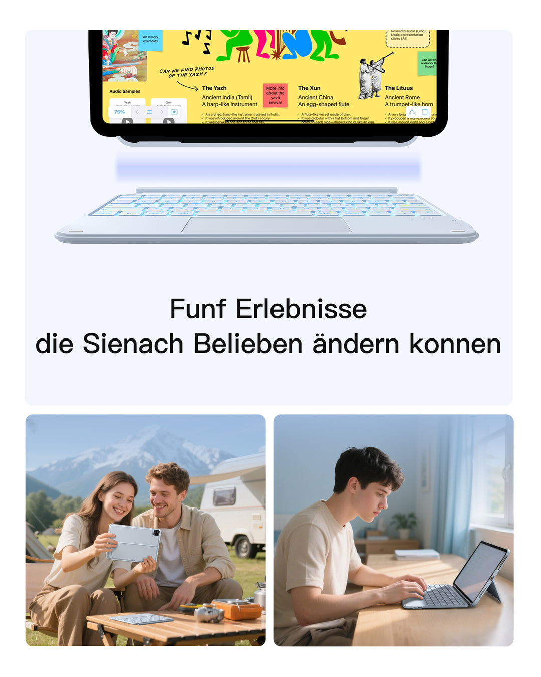 inateck DE Abnehmbar Ultraleichte Tastatur für iPad 11/10 Gen A16 2025 11 Zoll, iPad Air 11 Zoll (2026/2025), iPad Air 5/4, iPad Pr