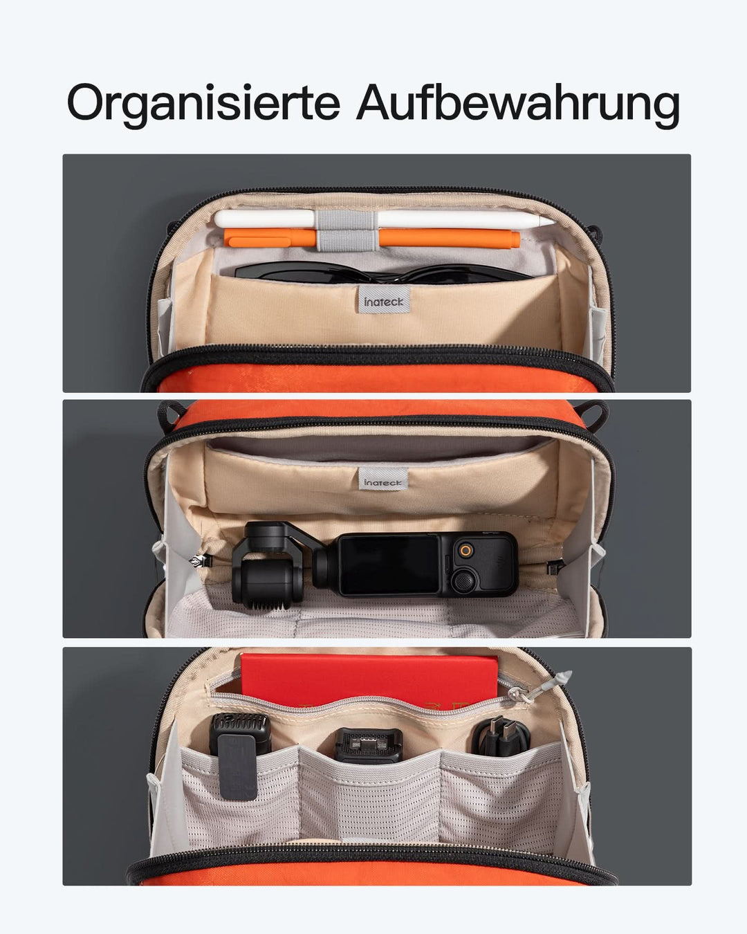 inateck DE Portabler Elektronik-Organizer, spritzwassergeschützte Reisezubehörtasche für Kabel, Power Banks, Hubs, ABM33