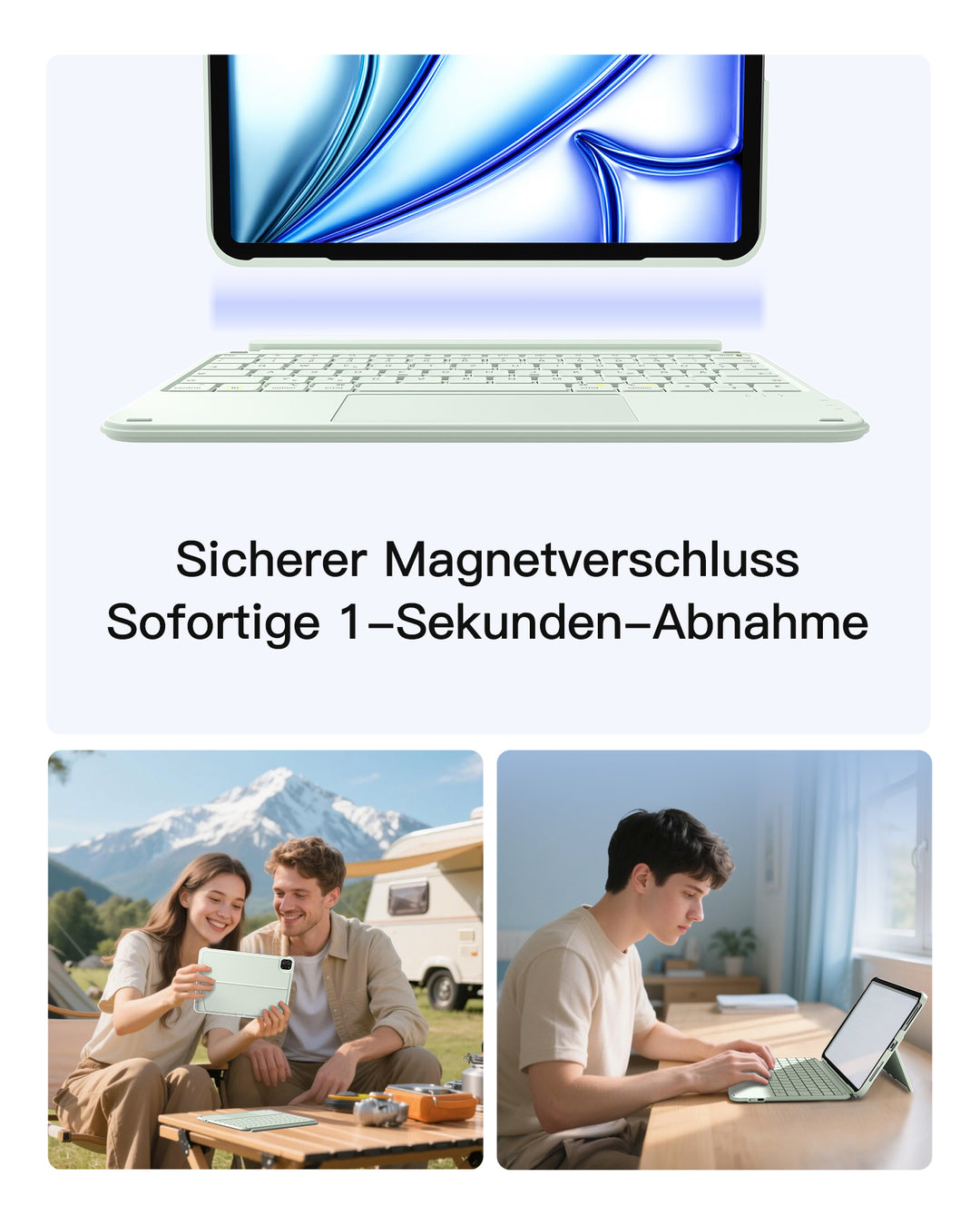 Ultraleicht Tastatur für iPad 11" (A16 2025), iPad 10, iPad Air 11" M4/M3/M2 (2026/2025/2024), iPad Air 5/4, iPad Pro 11" 4/3/2/1, QWERTZ, Acetouch, KB04122
