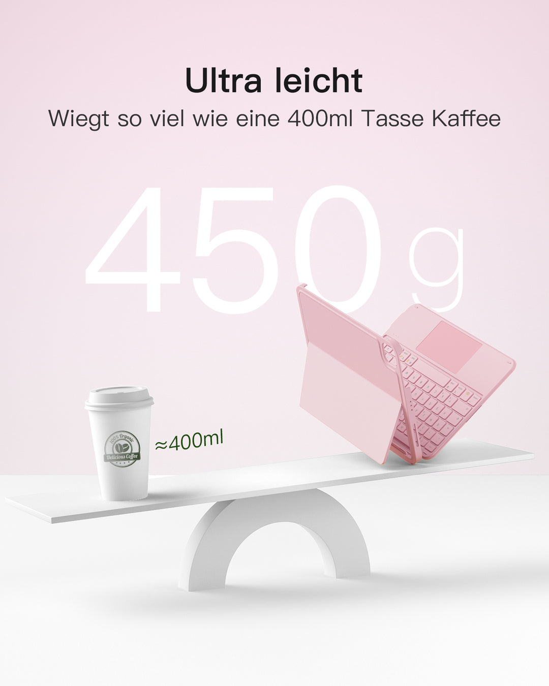 Ultraleicht Tastatur für iPad 11" (A16 2025), iPad 10, iPad Air 11" M4/M3/M2 (2026/2025/2024), iPad Air 5/4, iPad Pro 11" 4/3/2/1, QWERTZ, Acetouch, KB04122