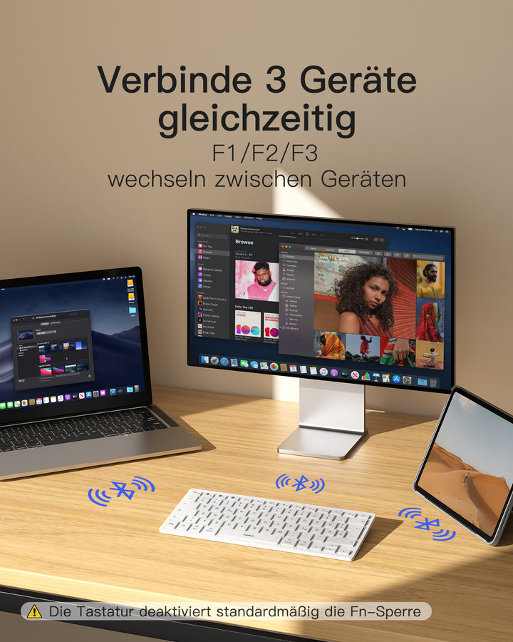 Bluetooth Tablet Tastatur kompatibel mit Android/iOS/Smartphones/Windows PC/iPad, KB01003