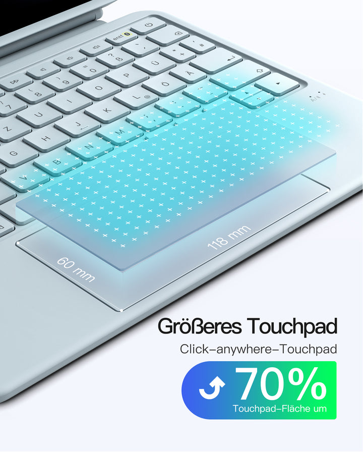 inateck DE Inateck Abnehmbar Hülle mit Tastatur für iPad Air 11 Zoll(2026/2025/2024), iPad Air 5/4,für iPad Pro 11 Zoll, QWERTZ, Ac