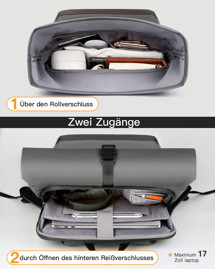 inateck DE 25-30L RollTop Rucksack wasserabweisend Daypack Laptoprucksack Schulrucksack, BP01003