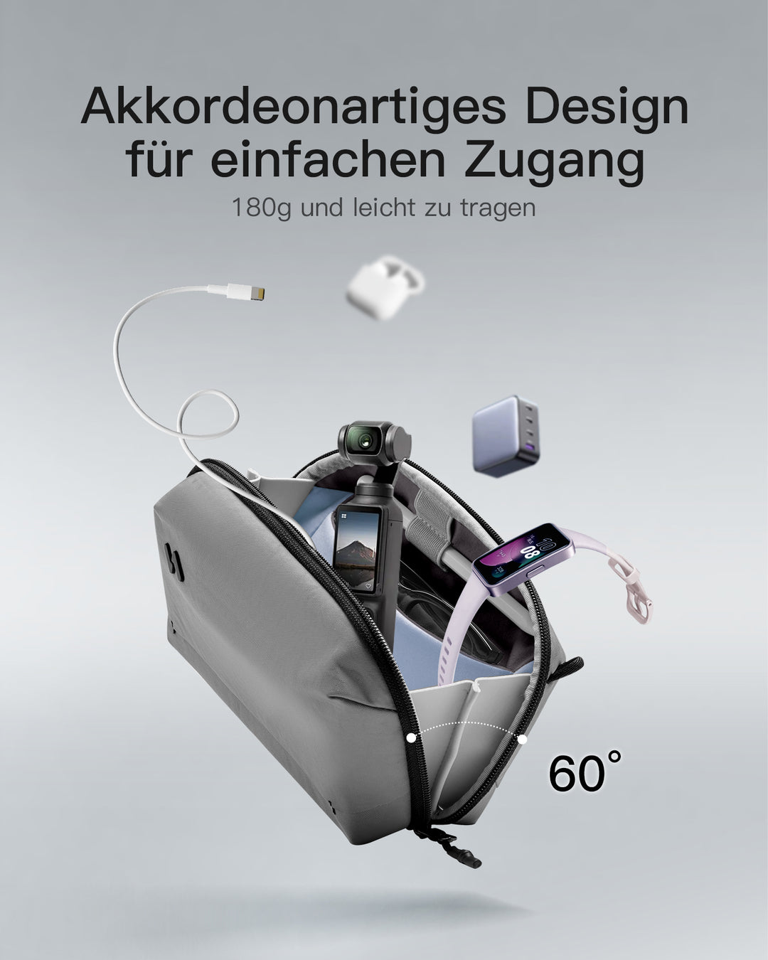 Portabler Elektronik-Organizer, spritzwassergeschützte Reisezubehörtasche für Kabel, Power Banks, Hubs, ABM33