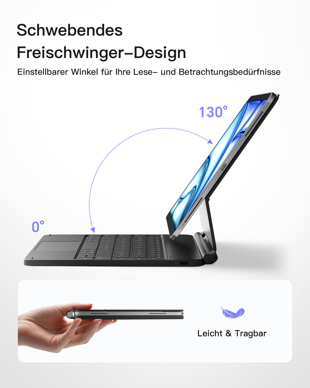 inateck DE Magnetische Tastaturhülle für iPad Air 11" M3/M2 (2025/2024), iPad Air 6/5/4, iPad Pro 11" 4/3/2/1, KB09119