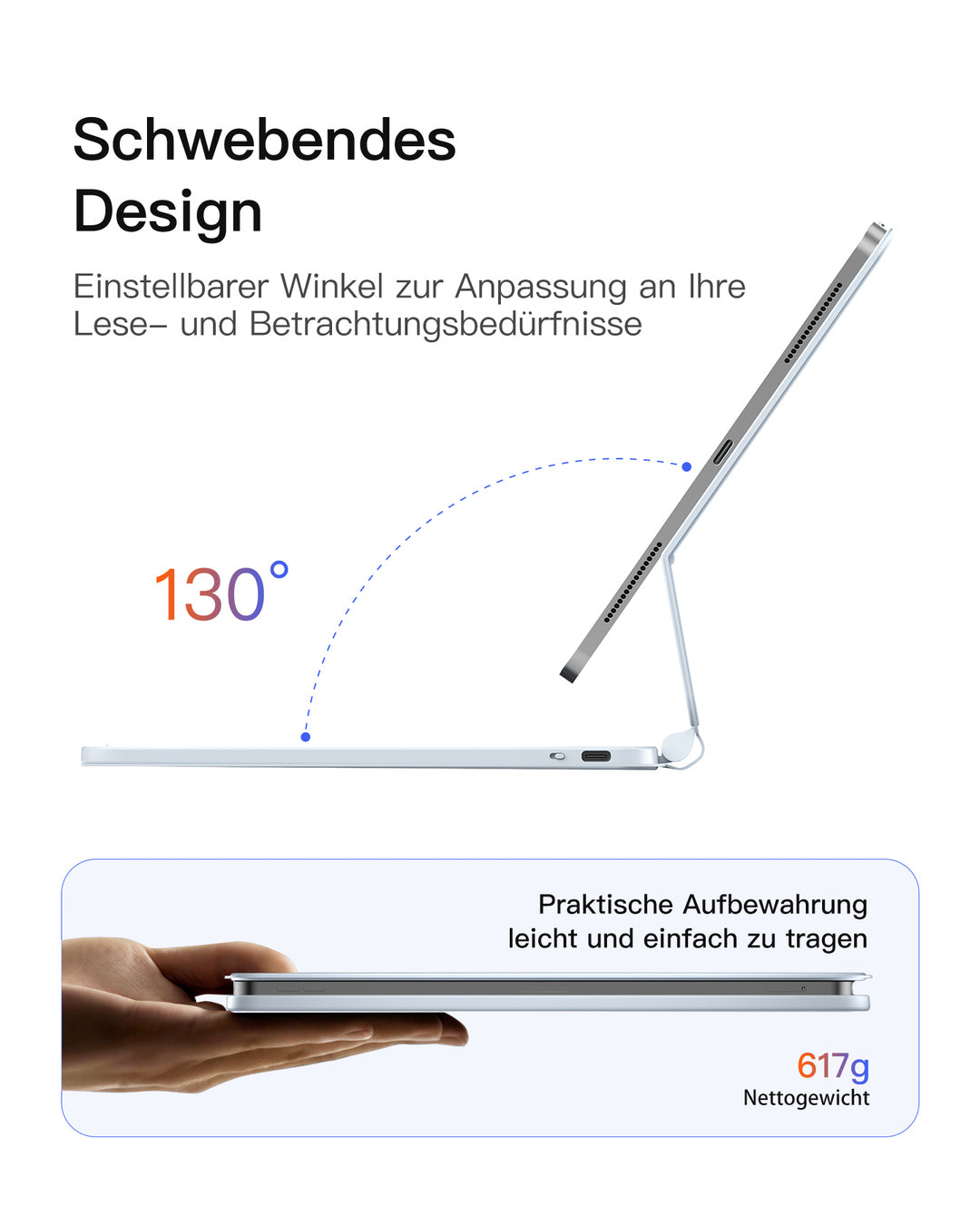 inateck DE NeoMagic Magnetische Tastatur Hülle für iPad 11" (A16 2025), iPad 10, KB09119-10