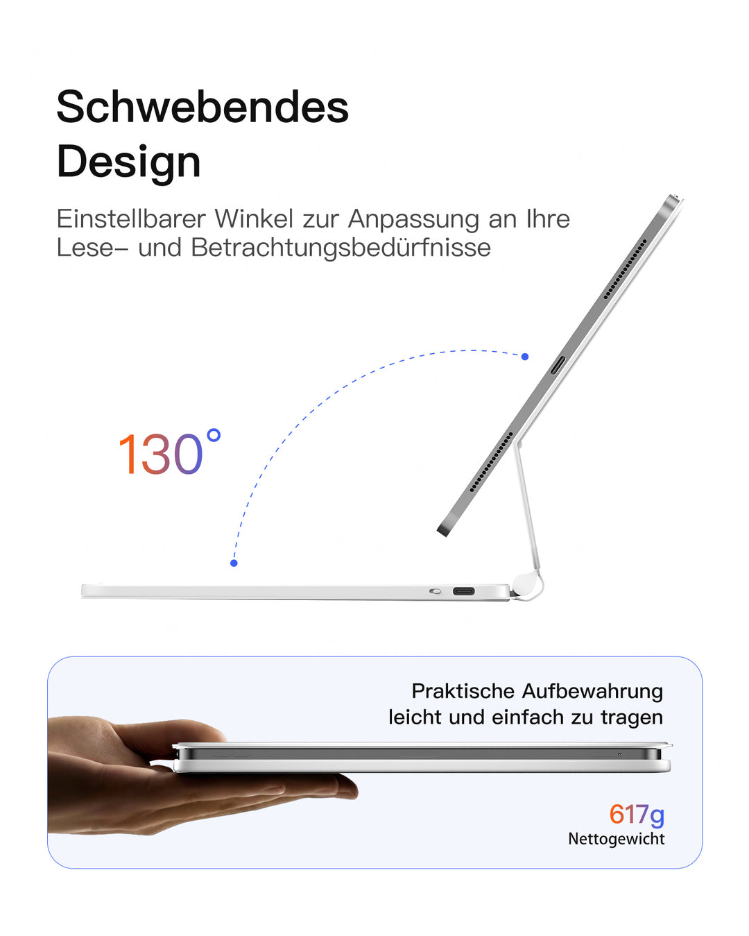 inateck DE Magnetische Tastaturhülle für iPad Air 11" M3/M2 (2025/2024), iPad Air 6/5/4, iPad Pro 11" 4/3/2/1, KB09119