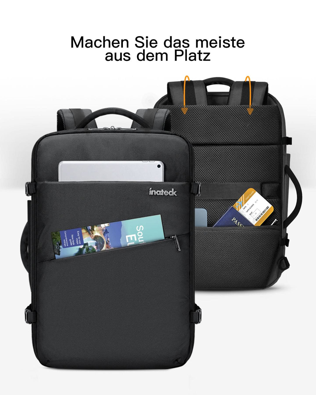 inateck DE 40L Supergroßer Handgepäck Reiserucksack Laptop Rucksack für 15,6-17 Zoll Notebooks, BP03001