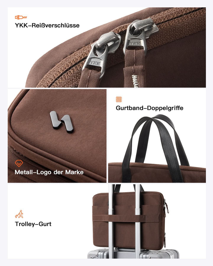 inateck DE 360° Rundumschutz Laptoptasche Große Kapazität Hülle Kompatibel mit 13" MacBook Air M4-M1 2025-2012, 14" MacBook Pro M5-
