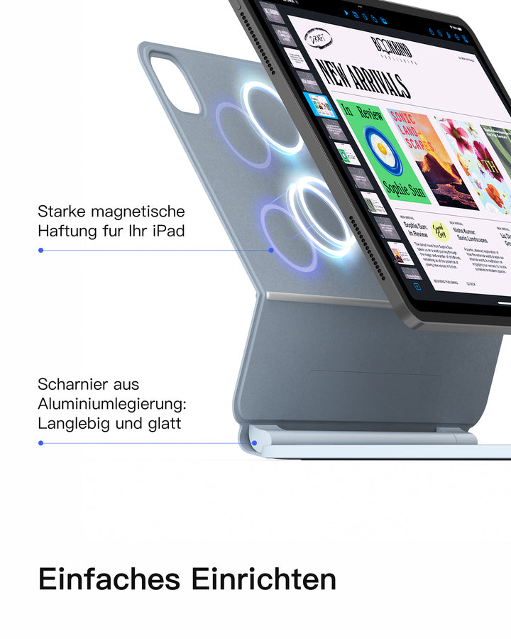 inateck DE Magnetische Tastaturhülle für iPad Air 11" M3/M2 (2025/2024), iPad Air 6/5/4, iPad Pro 11" 4/3/2/1, KB09119