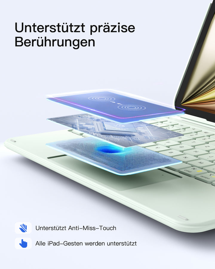 Ultraleicht Tastatur für iPad 11" (A16 2025), iPad 10, iPad Air 11" M4/M3/M2 (2026/2025/2024), iPad Air 5/4, iPad Pro 11" 4/3/2/1, QWERTZ, Acetouch, KB04122