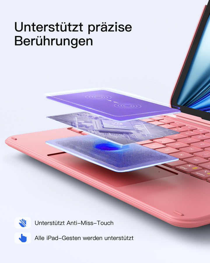 Ultraleicht Tastatur für iPad 11" (A16 2025), iPad 10, iPad Air 11" M4/M3/M2 (2026/2025/2024), iPad Air 5/4, iPad Pro 11" 4/3/2/1, QWERTZ, Acetouch, KB04122