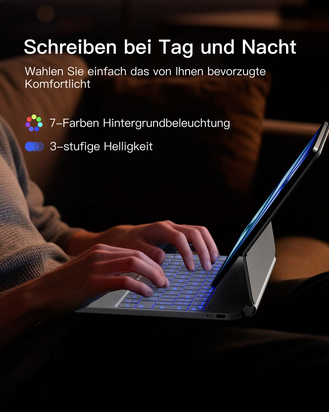 inateck DE Magnetische Tastaturhülle für iPad Air 11" M3/M2 (2025/2024), iPad Air 6/5/4, iPad Pro 11" 4/3/2/1, KB09119