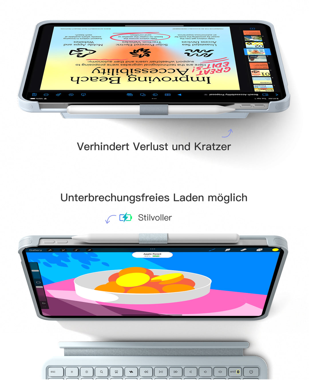 inateck DE Abnehmbar Hülle mit Tastatur für iPad 11" A16 2025, iPad 10.9" 2022,mit Stifthalter, QWERTZ, AceTouch Pro, KB403-10 | Re