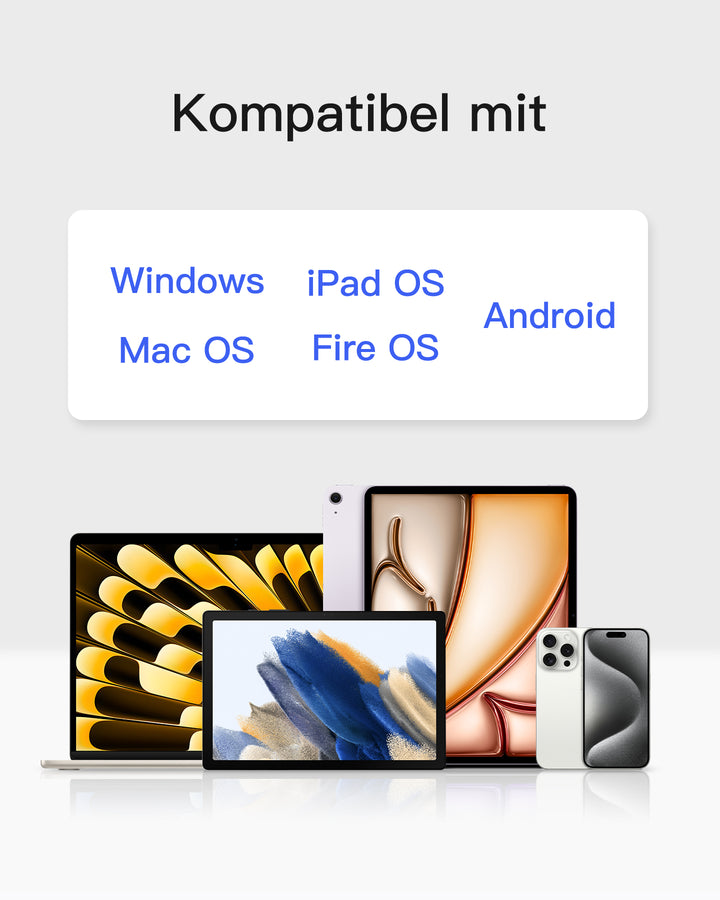 Bluetooth Tablet Tastatur kompatibel mit Android/iOS/Smartphones/Windows PC/iPad, KB01003
