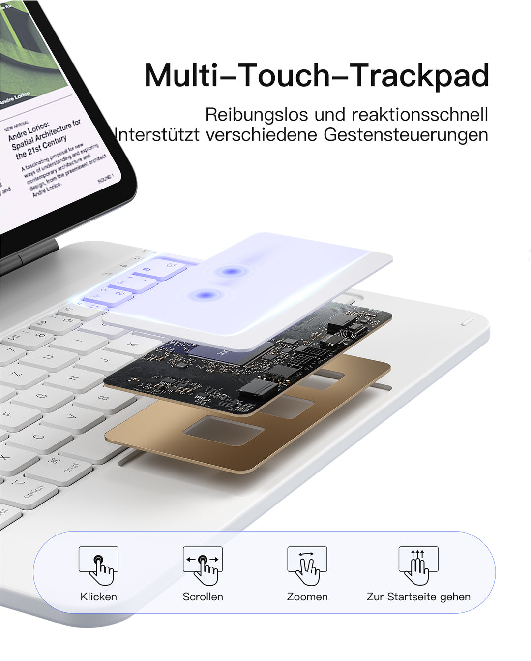 inateck DE Magnetische Tastaturhülle für iPad Air 11" M3/M2 (2025/2024), iPad Air 6/5/4, iPad Pro 11" 4/3/2/1, KB09119