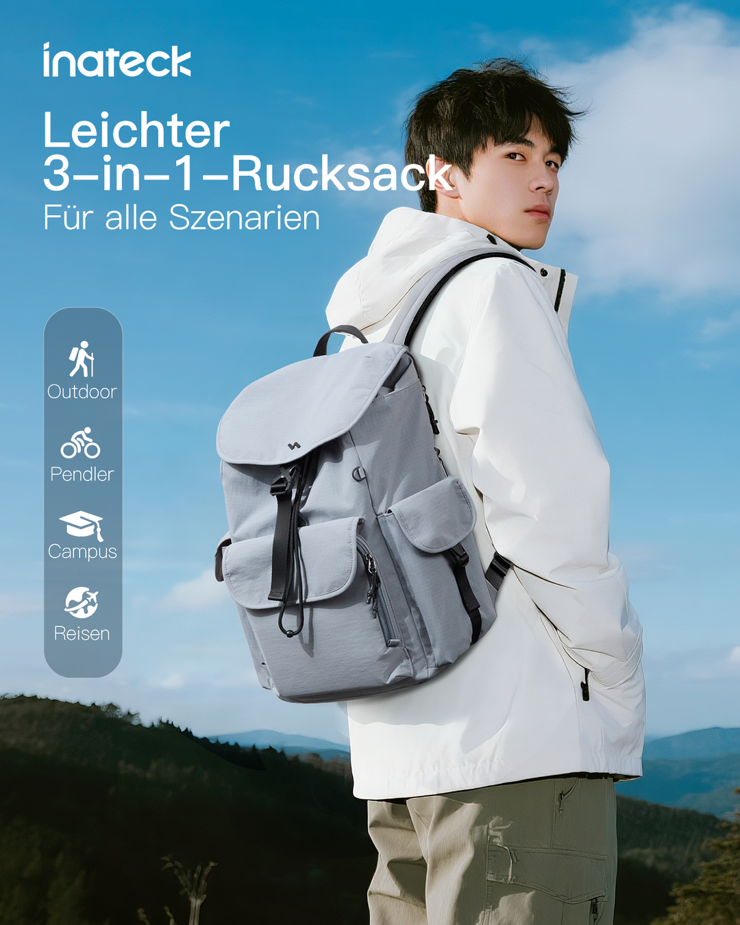 Inateck Laptop-Rucksack 20L – Wasserdichter Tagesrucksack für 16-Zoll-Notebooks, Reise &amp; Büro, BPN21