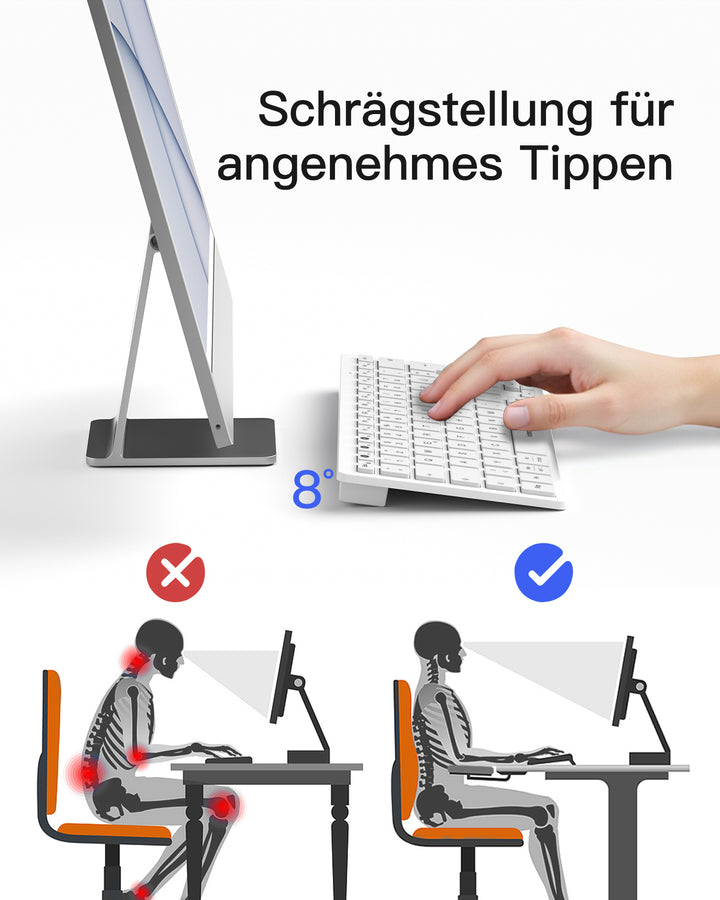 Bluetooth Tablet Tastatur kompatibel mit Android/iOS/Smartphones/Windows PC/iPad, KB01003