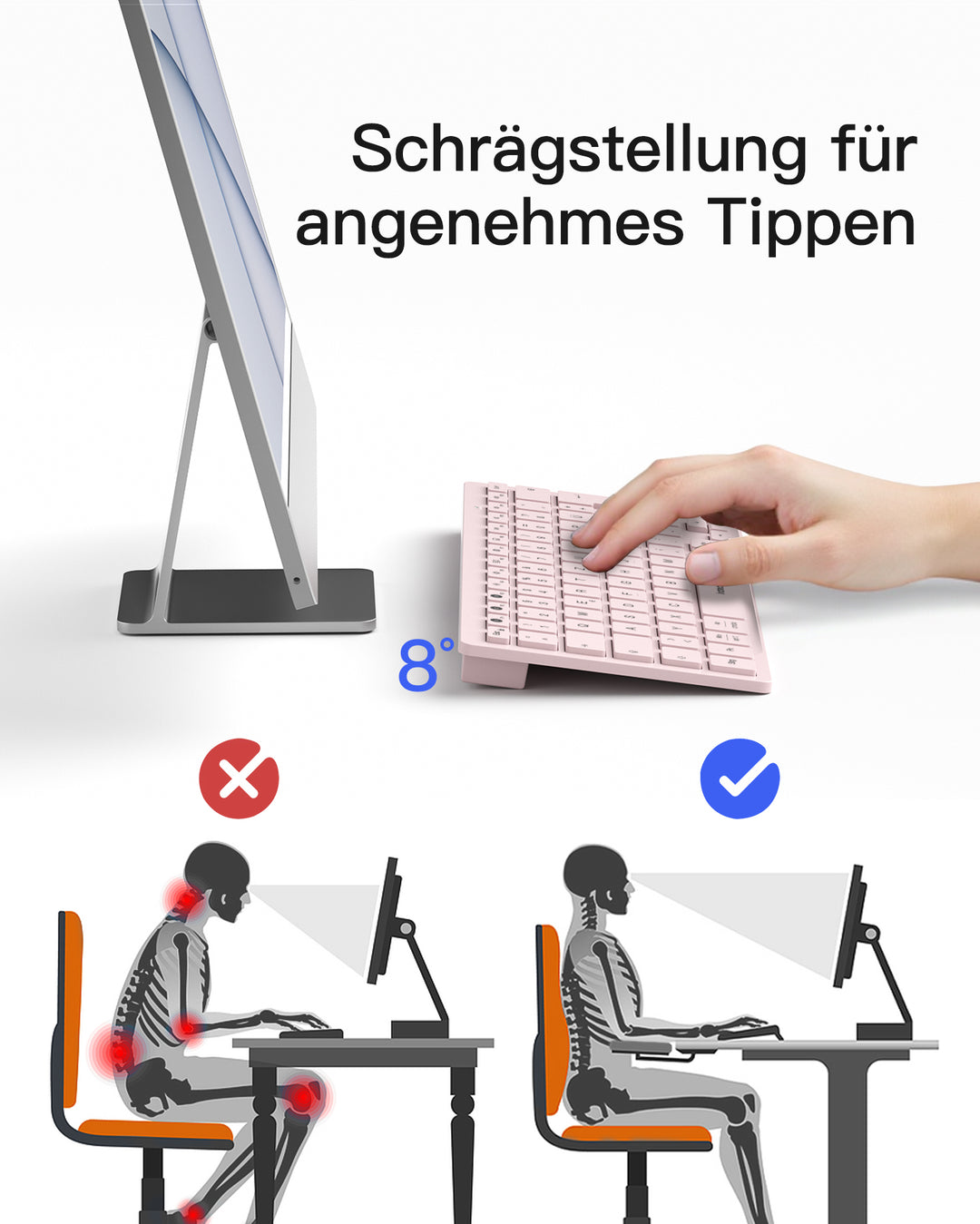 inateck DE Bluetooth Tablet Tastatur kompatibel mit Android/iOS/Smartphones/Windows PC/iPad, KB01003