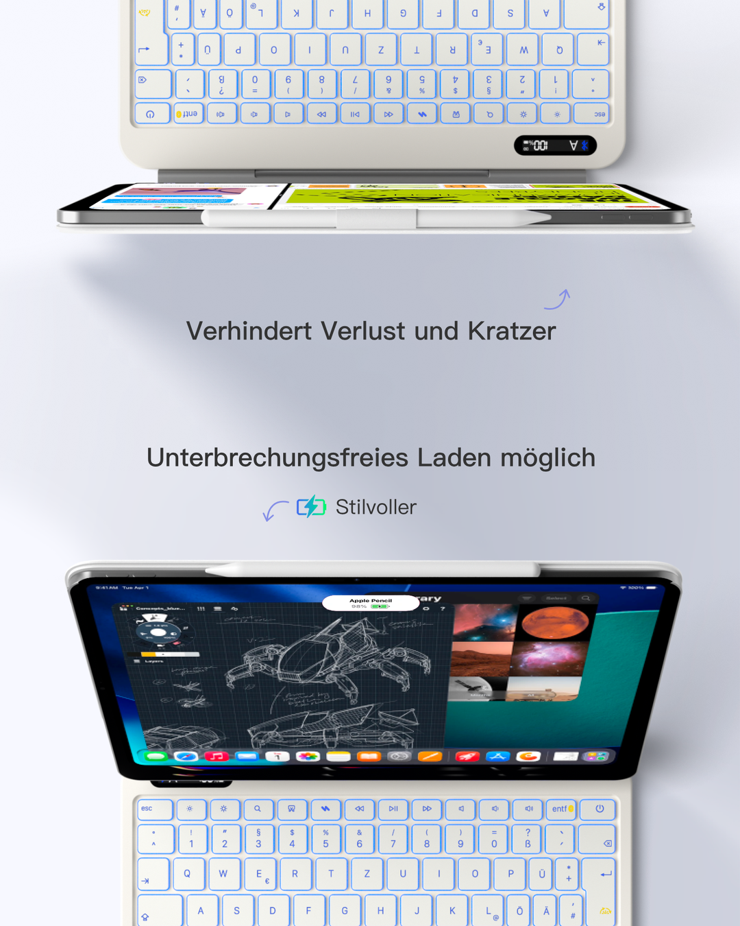 NeoMagic Magnetische Tastatur Hülle für iPad 11/10 Gen 2025 A16 11", QWERTZ, KB903-10
