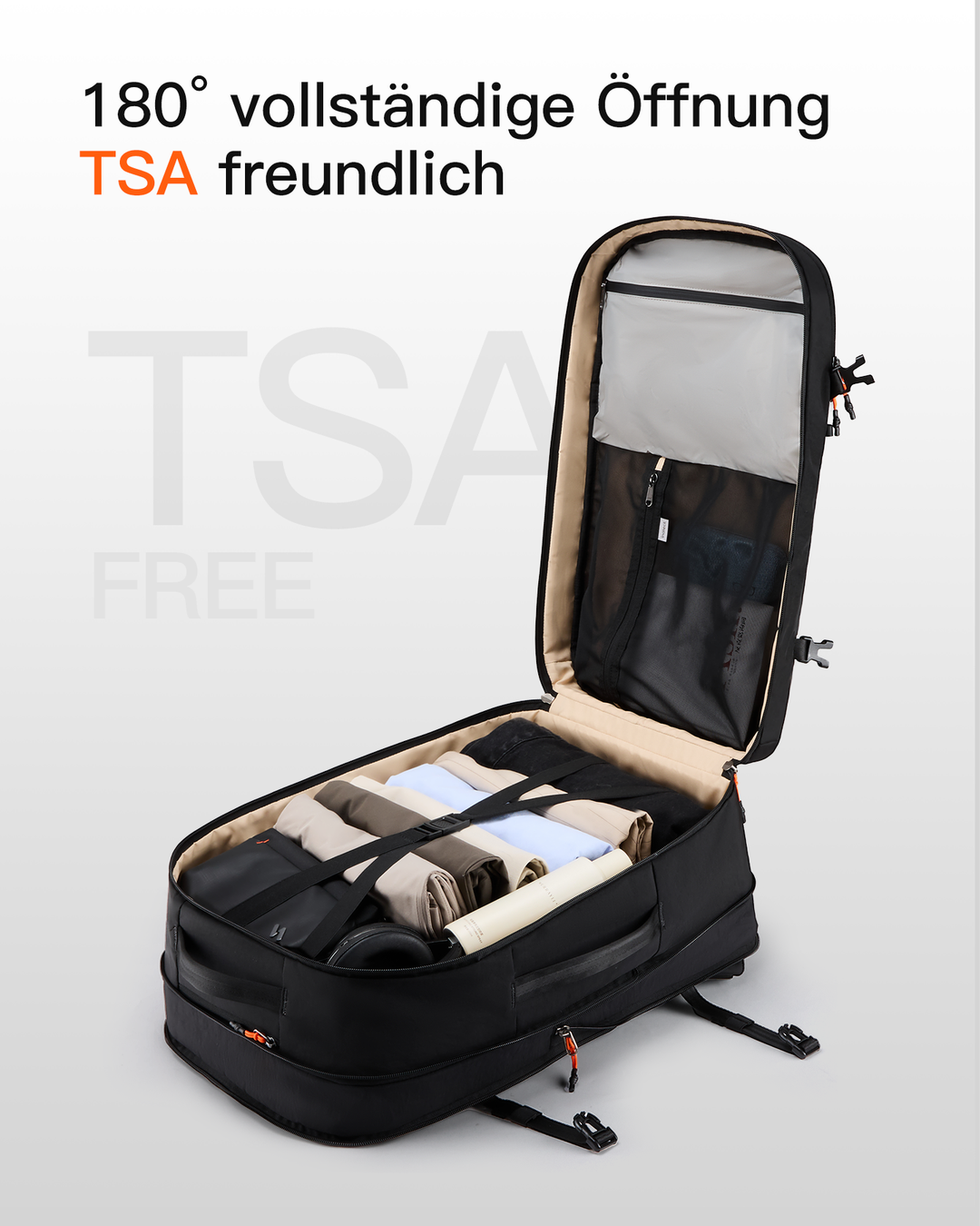 Leichter 38.5-46 L Reiserucksack erweiterbarer, Spritzwassergeschützt Travel Backpack für 16 Zoll Laptop, BPX35