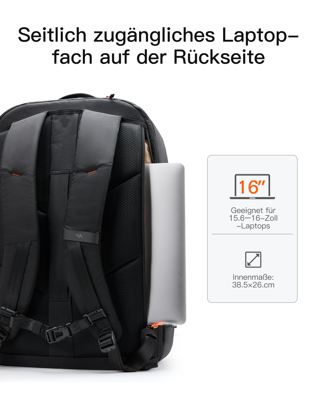 Leichter 38.5-46 L Reiserucksack erweiterbarer, Spritzwassergeschützt Travel Backpack für 16 Zoll Laptop, BPX35