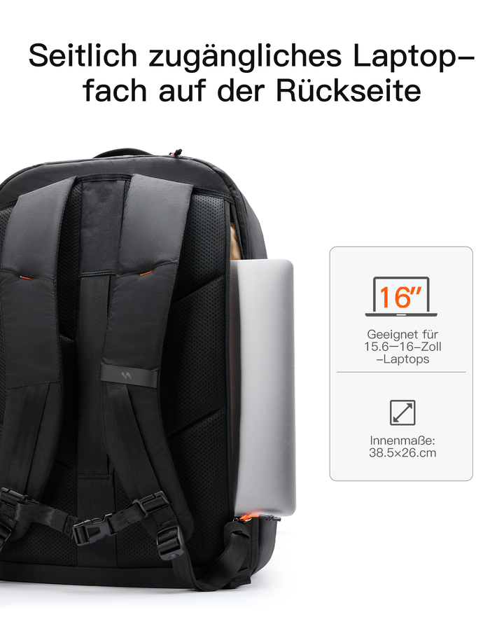 Leichter 38.5-46 L Reiserucksack erweiterbarer, Spritzwassergeschützt Travel Backpack für 16 Zoll Laptop, BPX35
