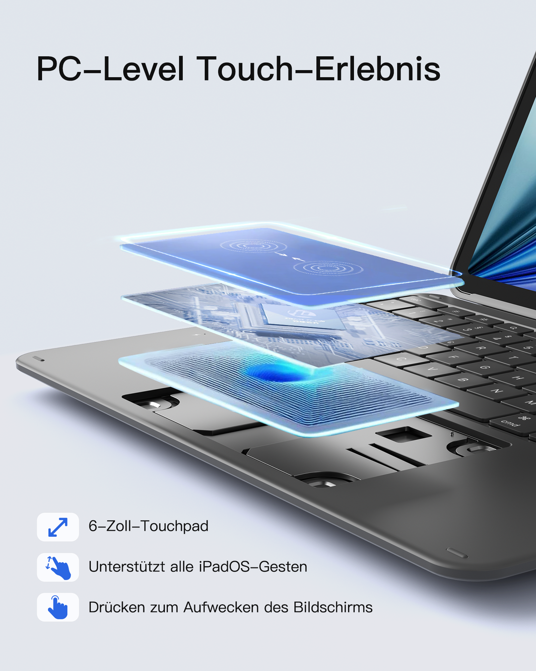 inateck DE Inateck Abnehmbar Tastatur Hülle Kompatibel mit iPad Pro 13" (2025/2024) M5/M4,QWERTZ,AceTouch, KB04122-13P
