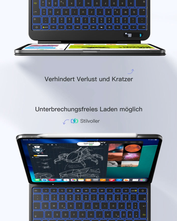 NeoMagic Magnetische Tastatur Hülle für iPad 11/10 Gen 2025 A16 11", QWERTZ, KB903-10
