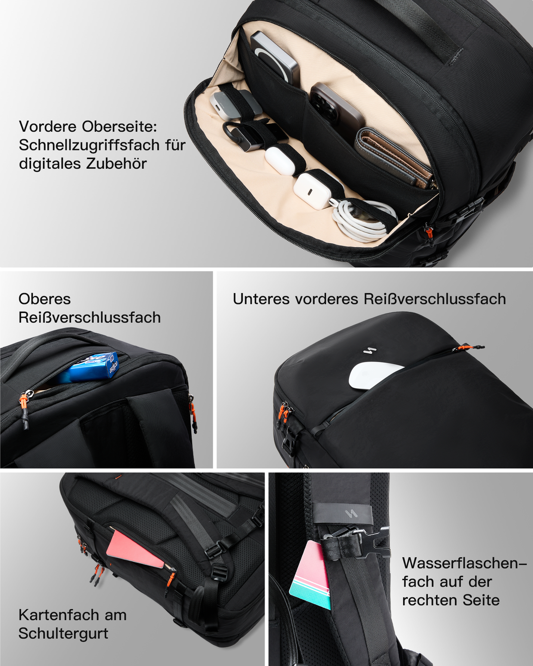 Leichter 38.5-46 L Reiserucksack erweiterbarer, Spritzwassergeschützt Travel Backpack für 16 Zoll Laptop, BPX35