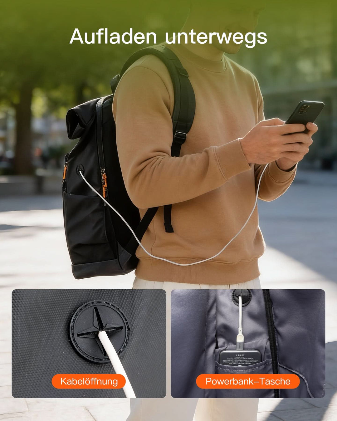 inateck DE Inateck Laptop RollTop Rucksack Herren Damen 25L, Spritzwassergeschützt Schulrucksack Reiserucksack Stylische Tagesrucks