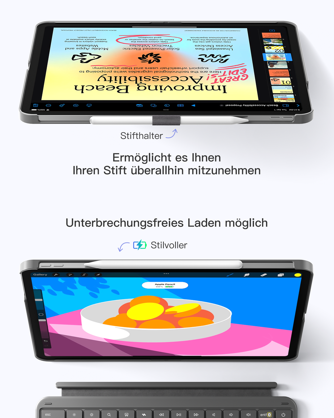 inateck DE Inateck Abnehmbar Tastatur Hülle Kompatibel mit iPad Pro 13" (2025/2024) M5/M4,QWERTZ,AceTouch, KB04122-13P