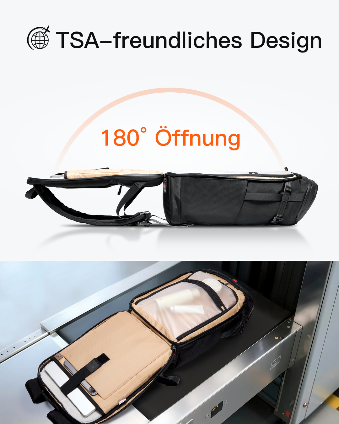 Handgepäck Rucksack 28-40L, TSA Freundlich Groß Reiserucksack Spritzwassergeschützt Travel Backpack für 17 Zoll Laptop, BPX31