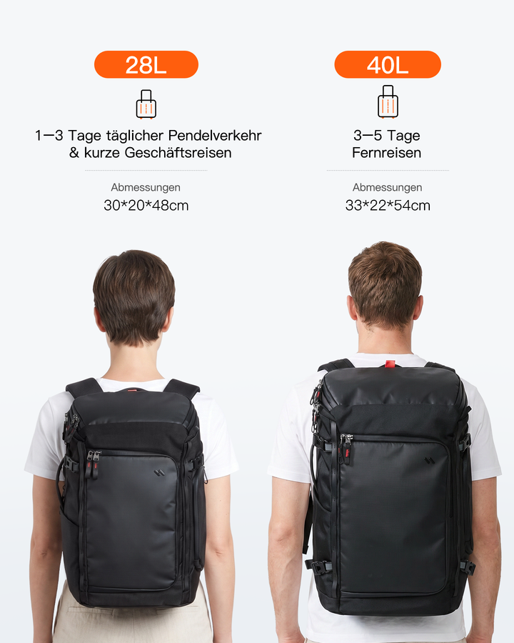 Handgepäck Rucksack 28-40L, TSA Freundlich Groß Reiserucksack Spritzwassergeschützt Travel Backpack für 17 Zoll Laptop, BPX31