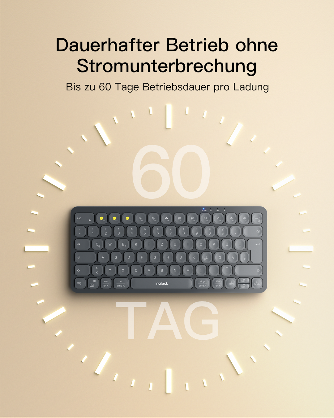 Bluetooth Tastatur Kabellose, QWERTZ für iPad Pro/Air/Mini/Windows/MacOS/Android, Ergonomisches mit KI Key,KB107