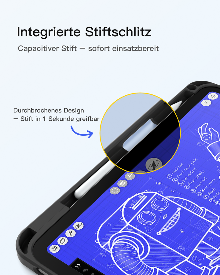 Inateck Tastaturhülle für iPad 11 (A16)/10. Gen, 360° drehbar, abnehmbare QWERTZ Tastatur, KB005