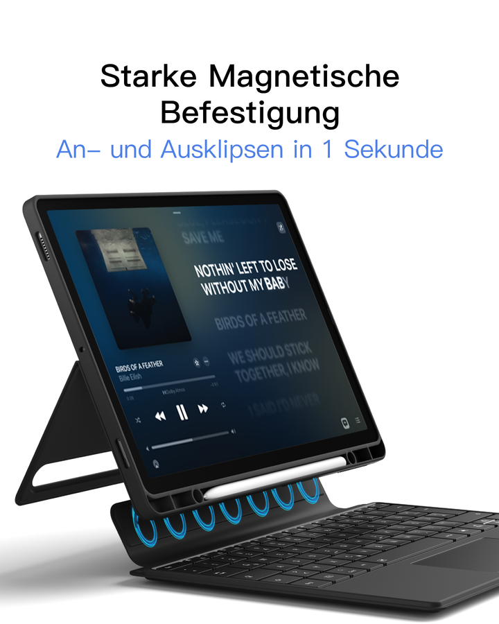 Inateck Bluetooth Tastatur Hülle für Samsung Galaxy Tab S10+/S9+/S9 FE+ 12,4 Zoll, Touchpad und Stifthalter, QWERTZ, N0066